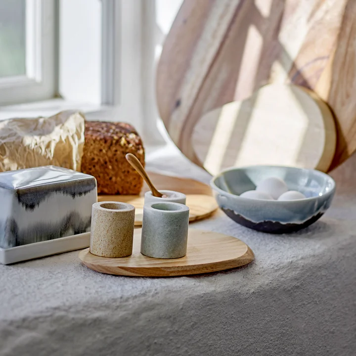 Bloomingville - Paula butter dish, gray / multicolored