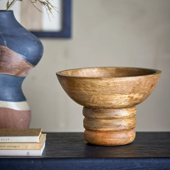 Bloomingville - Nanuka pedestal bowl, Ø 20.5 x 14.5 cm, Mano natural