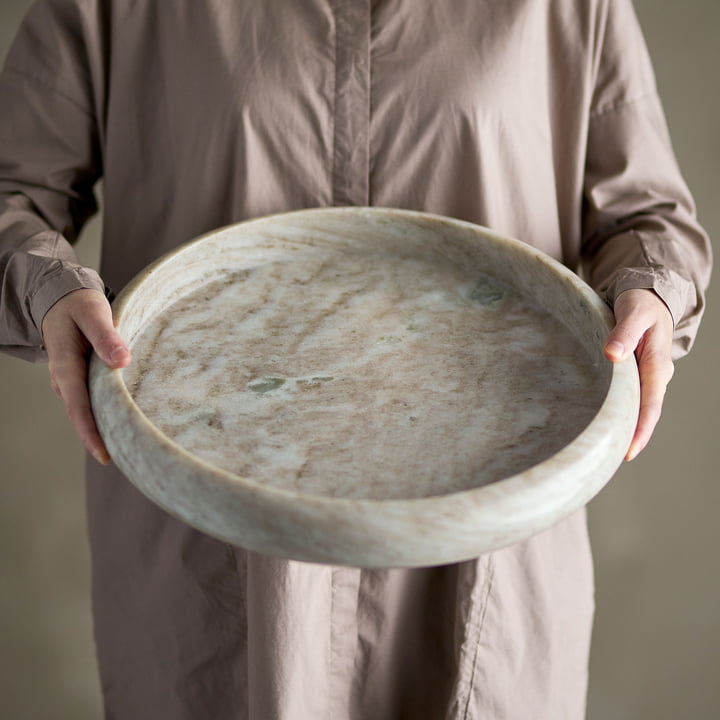 Bloomingville - Ivette tray, Ø 38 x 5 cm, natural marble