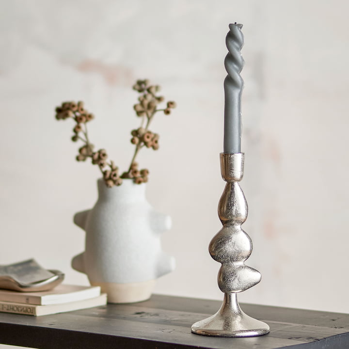 Bloomingville - Metina candlestick, h 21 cm, silver