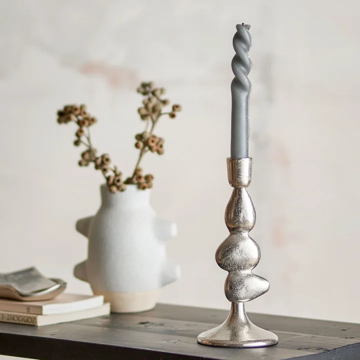 Bloomingville - Metina candlestick, h 21 cm, silver