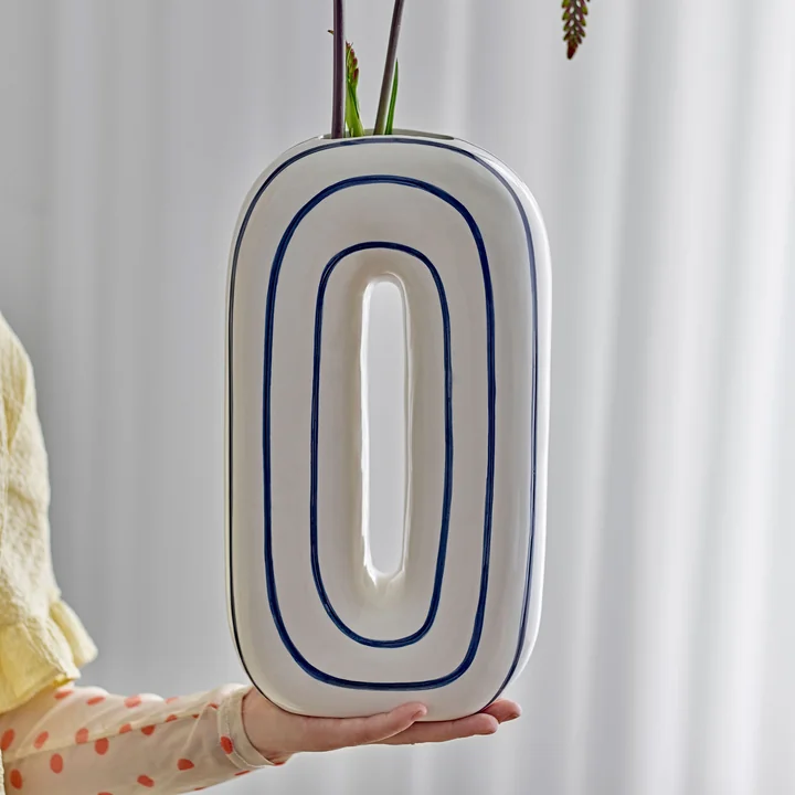 Bloomingville - Mae vase, H 32 cm, white / blue