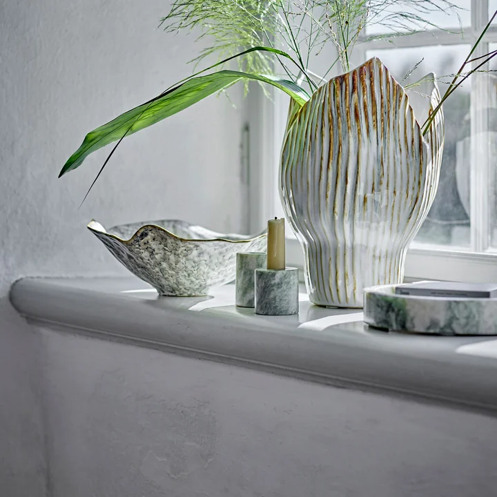 Bloomingville - Kokoro candlestick, marble green (set of 2)