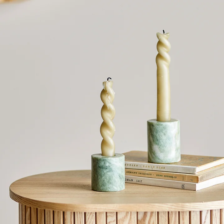 Bloomingville - Kokoro candlestick, marble green (set of 2)