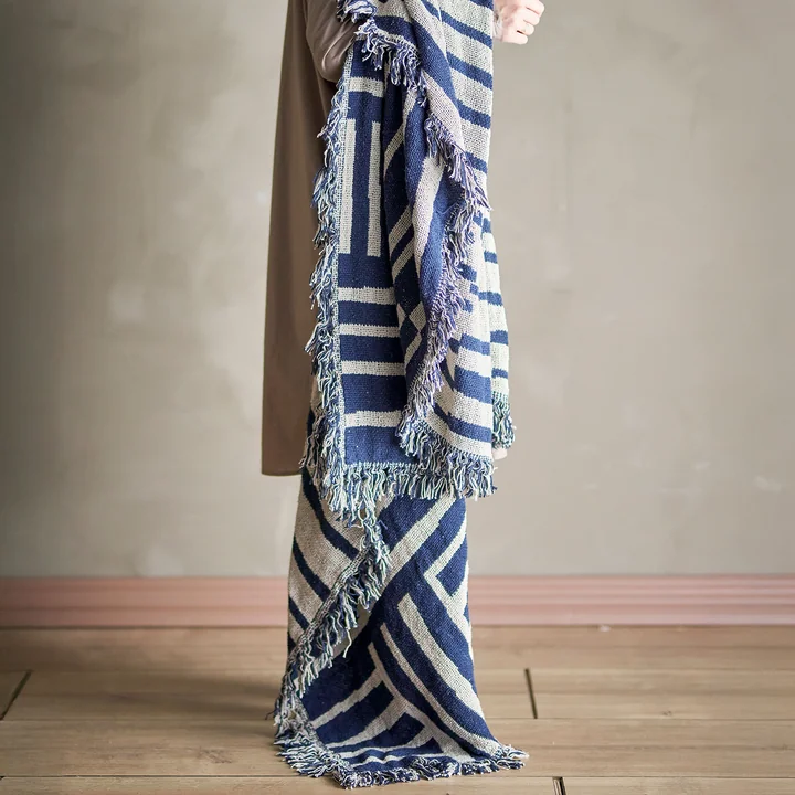 Bloomingville - Frankie Blanket, 130 x 160 cm, blue