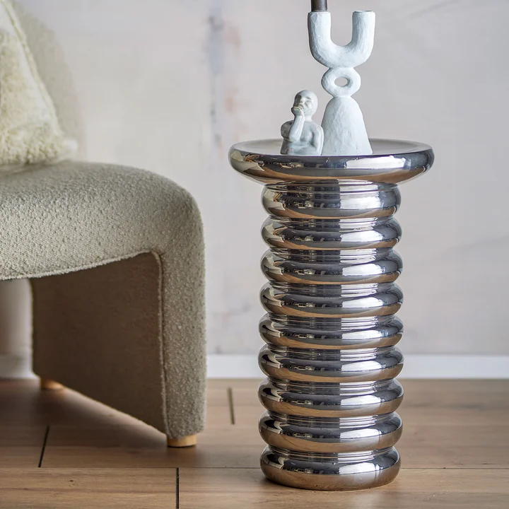 Bloomingville - Spike side table, Ø 30 x 50 cm, silver