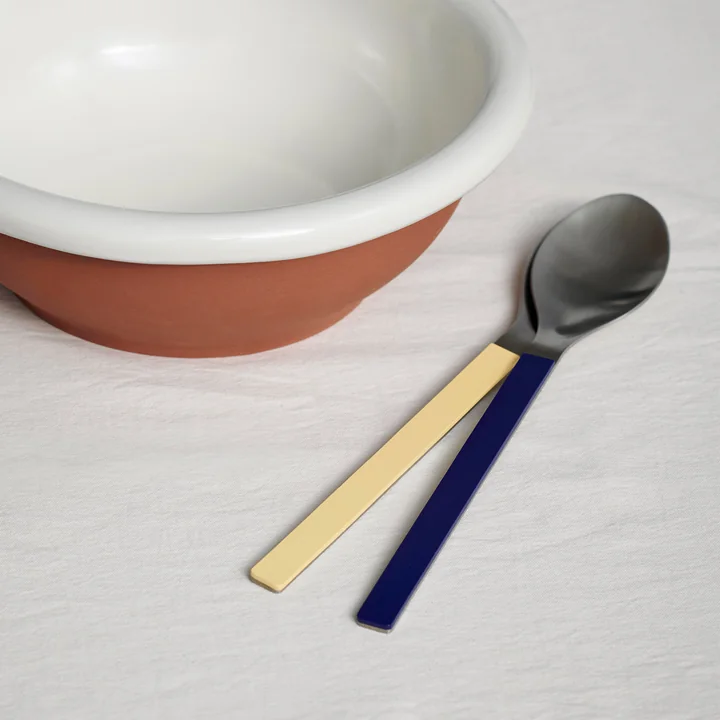 HAY - MVS Serving spoon, dark blue / yellow (set of 2)