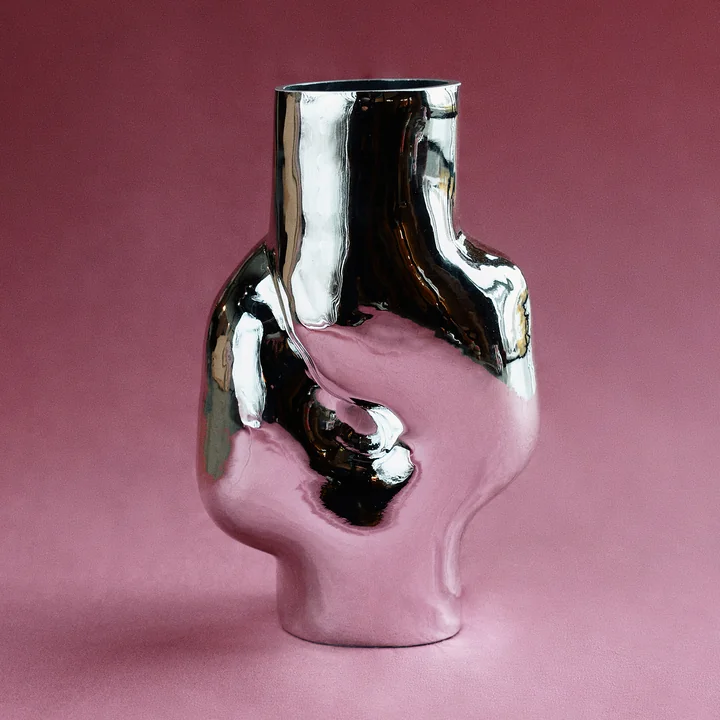 HKliving - Gleam Glass vase high, chrome