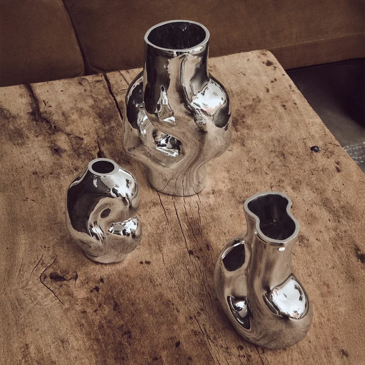 HKliving - Gleam Glass vases, chrome