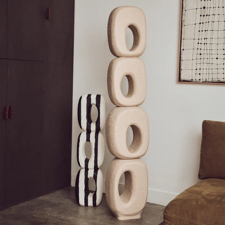 HKliving - Monochrome art sculpture, black / white