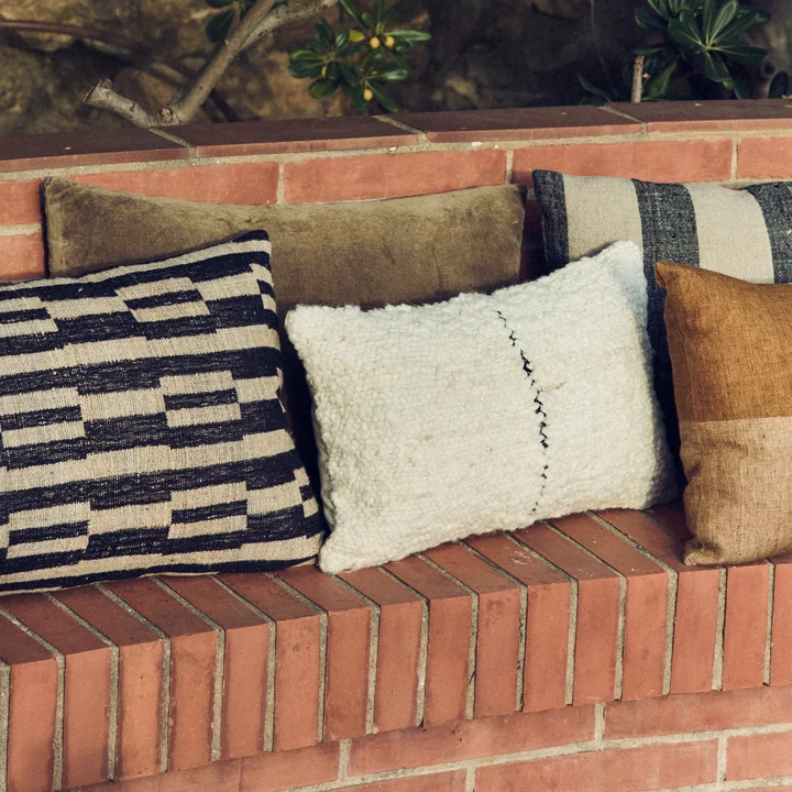 HKliving - Natural wool cushion, 50 x 30 cm, striped