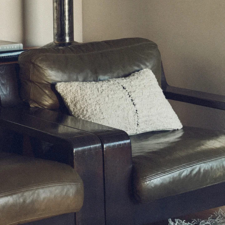 HKliving - Natural wool cushion, 50 x 30 cm, striped