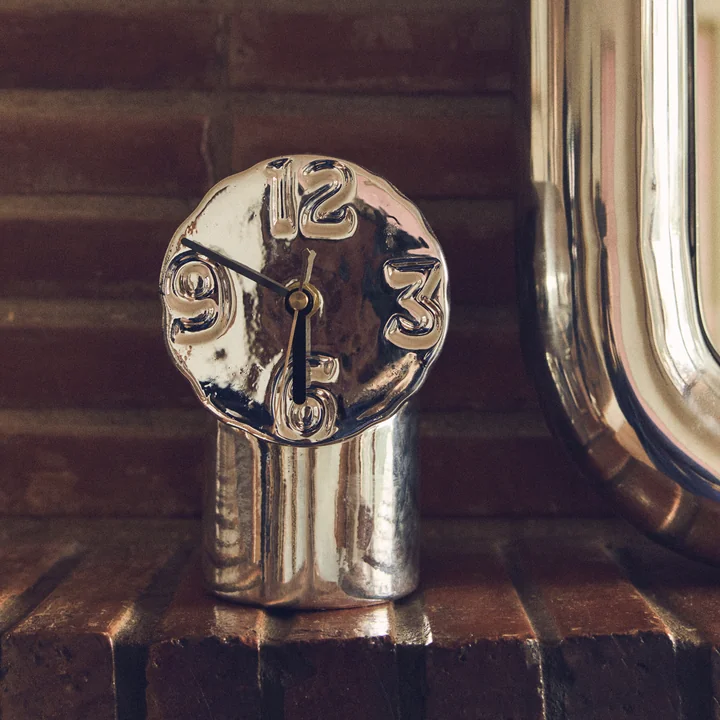 HKliving - Retro ceramic table clock, chrome