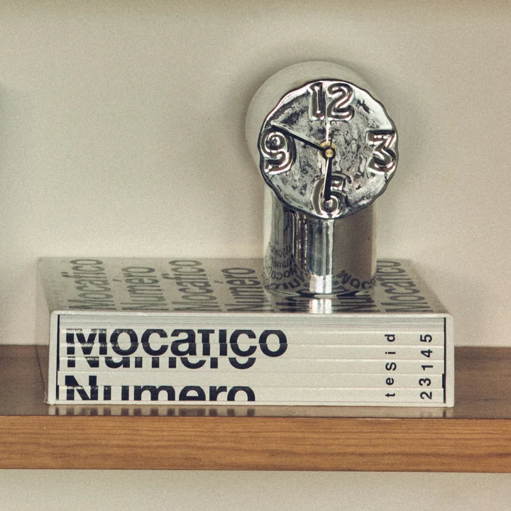 HKliving - Retro ceramic table clock, chrome