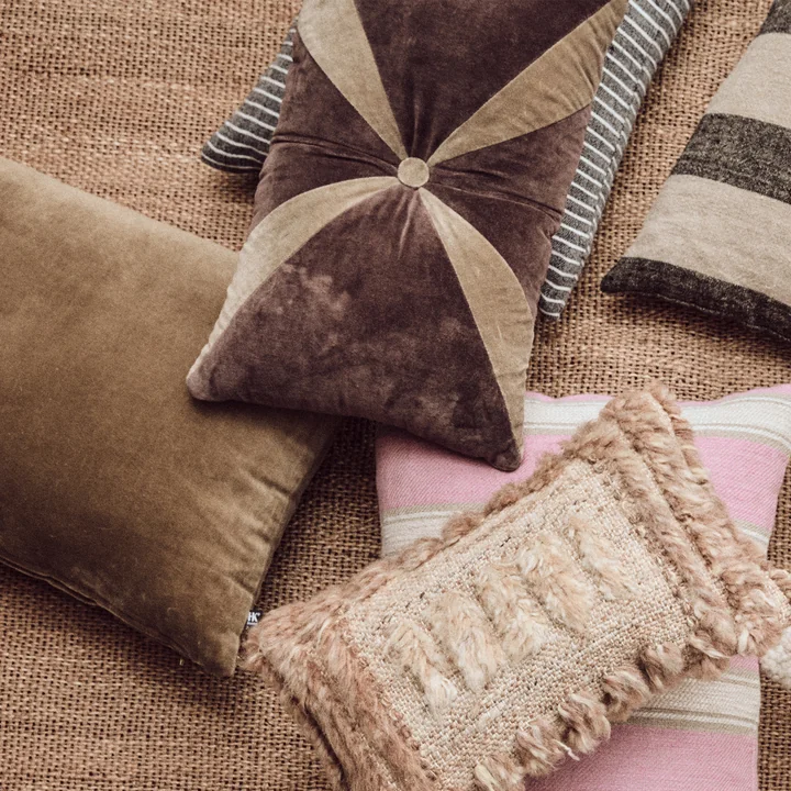 HKliving - Velvet cushion, 50 x 30 cm, brown