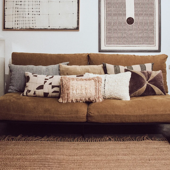 HKliving - Velvet cushion, 50 x 30 cm, brown