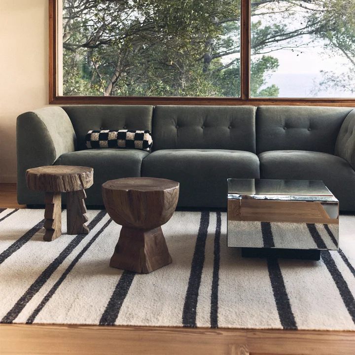 HKliving - Striped Kelim Wool rug, 200 x 300 cm, cream