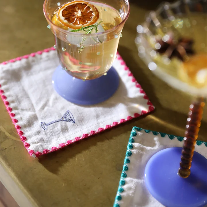 & klevering - Zigzag cocktail napkin, 12 x 12 cm, multicolored (set of 4)