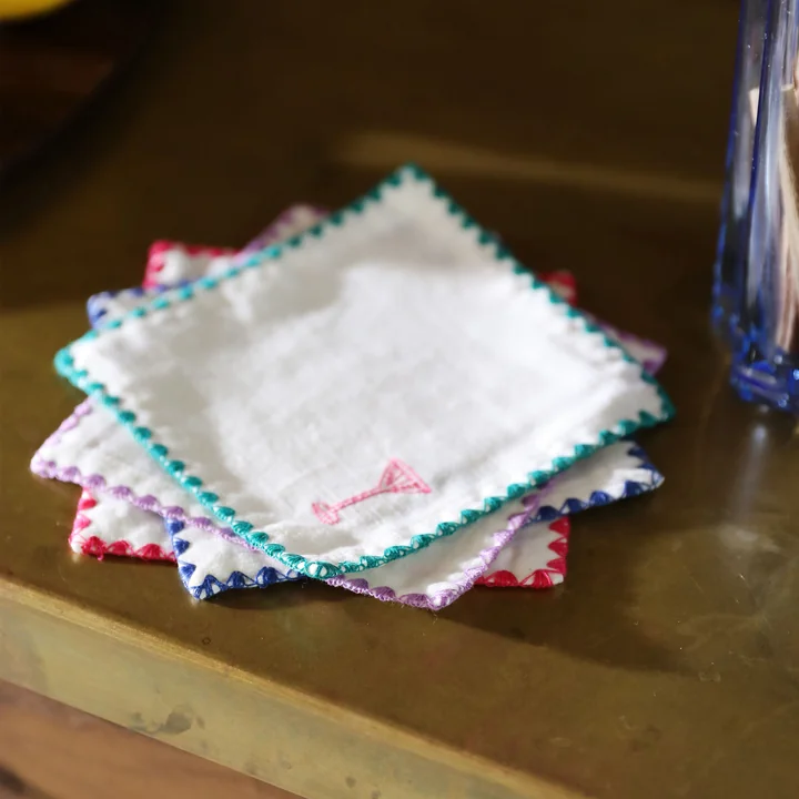 & klevering - Zigzag cocktail napkin, 12 x 12 cm, multicolored (set of 4)