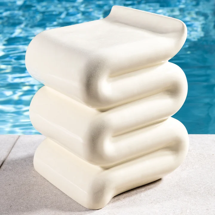 & klevering - Pillar Whip Side table, H 46 cm, off-white