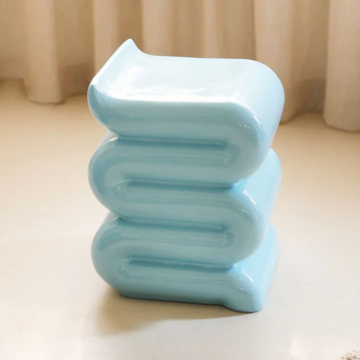 & klevering - Pillar Whip Side table, H 46 cm, pastel blue