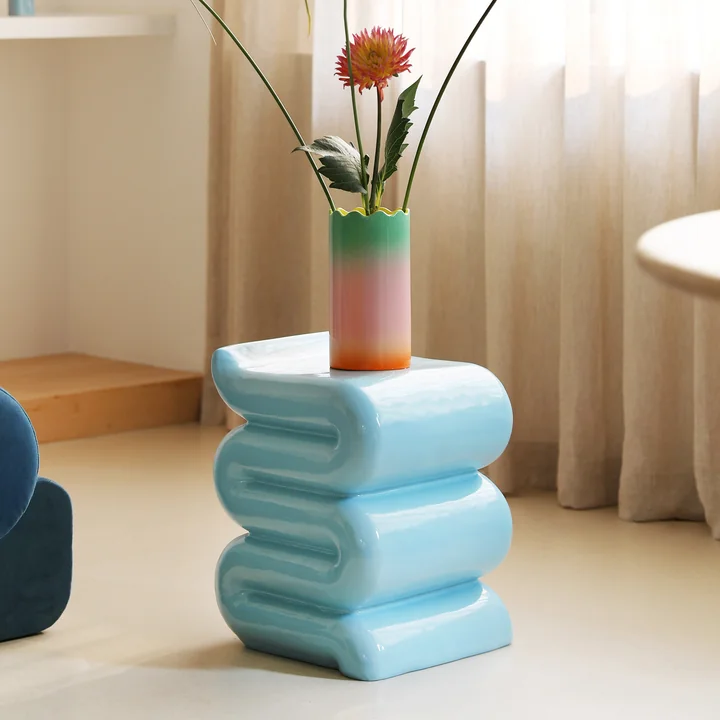 & klevering - Pillar Whip Side table, H 46 cm, pastel blue