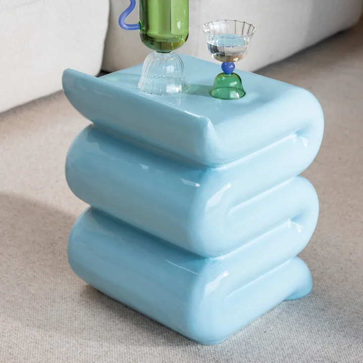 & klevering - Pillar Whip Side table, H 46 cm, pastel blue