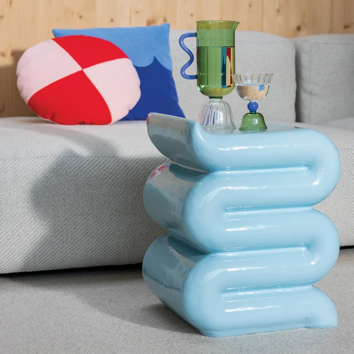 & klevering - Pillar Whip Side table, H 46 cm, pastel blue