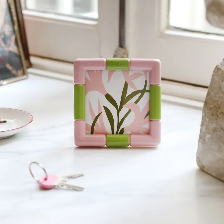 & klevering - Rift Picture frame, 13 x 13 cm, pink / green