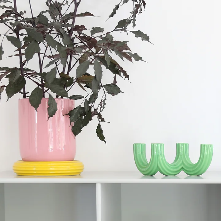 & klevering - Churros Flower pot, blush / yellow, Churros candle holder