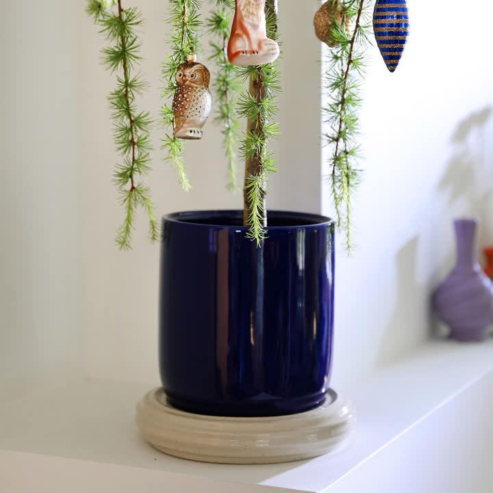 & klevering - Churros Flower pot, Ø 24.5 x 25 cm, blue / white