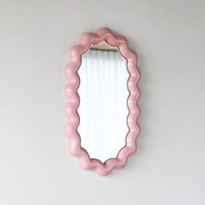 & klevering - Zigzag mirror, 31.5 x 52.5 cm, blush