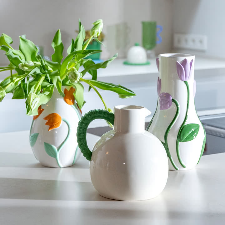 & klevering - Pearl carafe, green, Tulip vases
