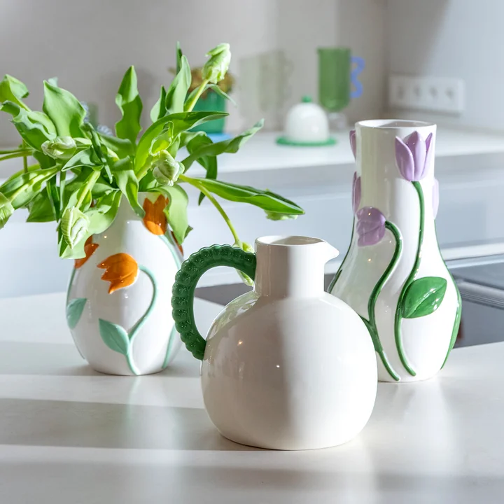 & klevering - Pearl carafe, green, Tulip vases