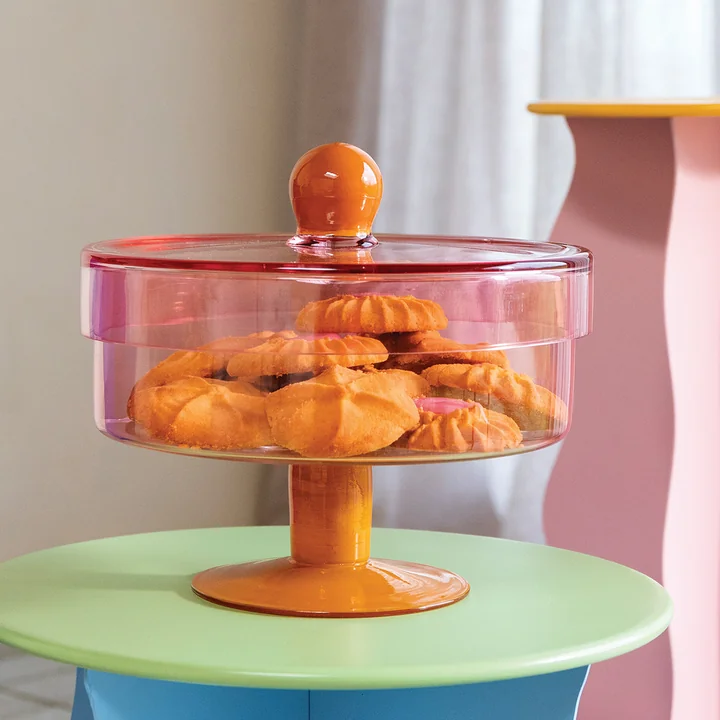 & klevering - Duo Storage jar, Ø 22 x 20 cm, pink / orange