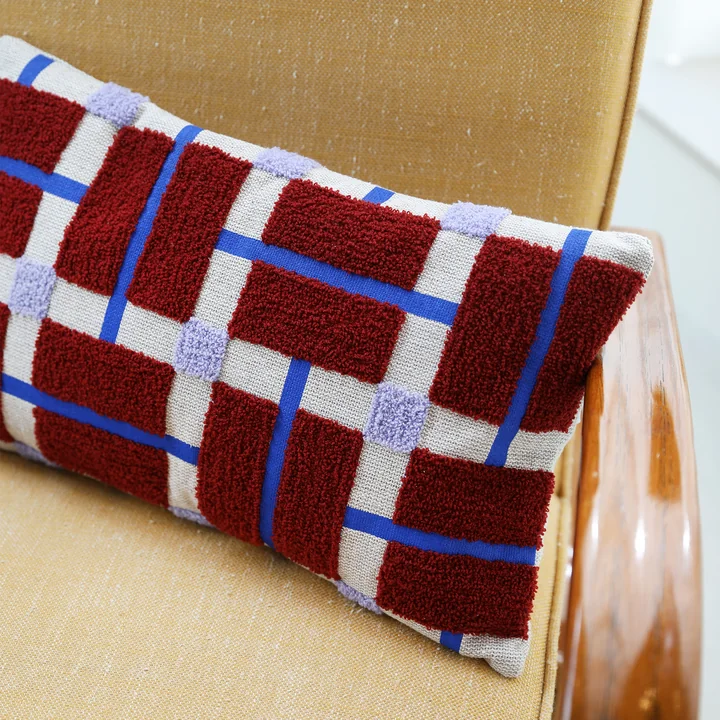 & klevering - Plano cushion 50 x 30 cm, red / blue