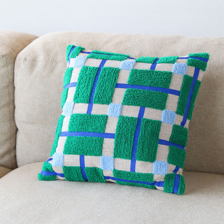 & klevering - Plano cushion 40 x 40 cm, blue / green
