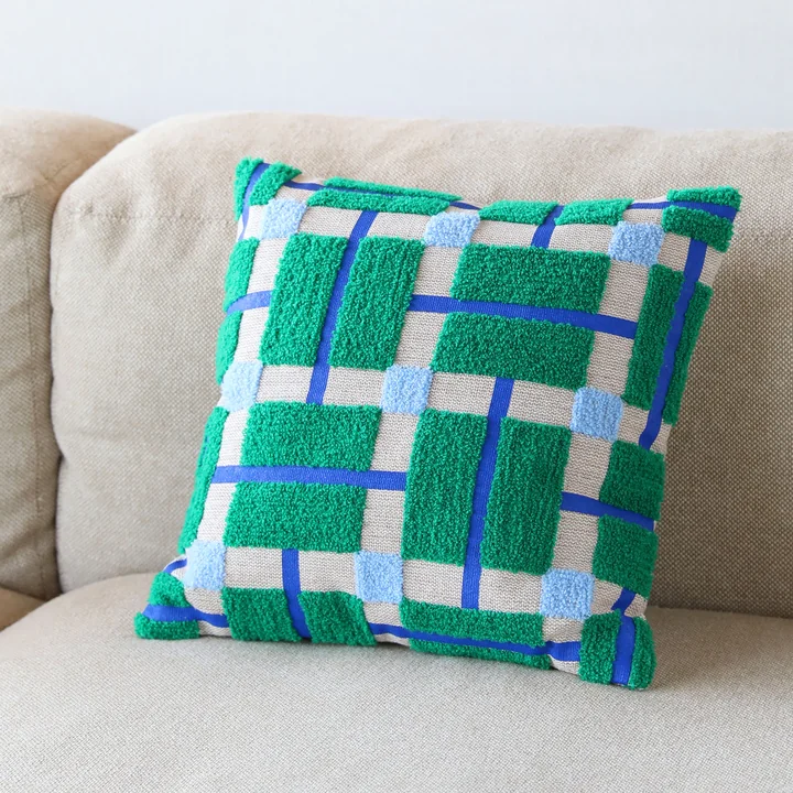 & klevering - Plano cushion 40 x 40 cm, blue / green