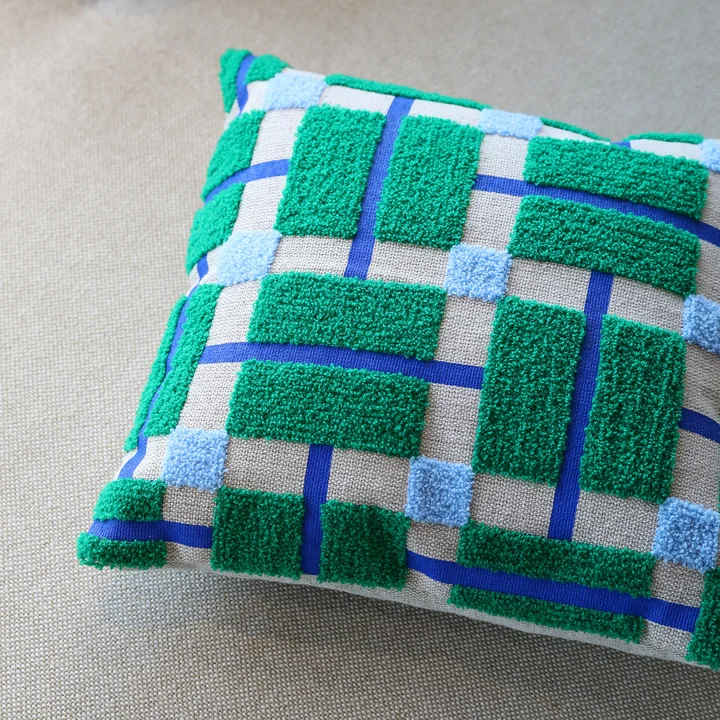 & klevering - Plano cushion 40 x 40 cm, blue / green