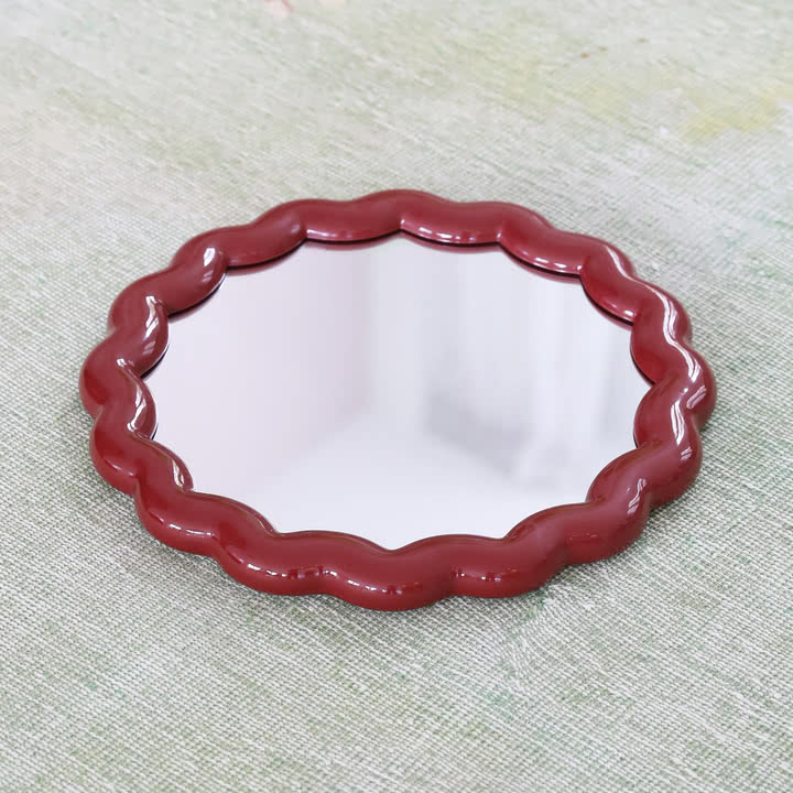 & klevering - Zigzag mirror Ø 40.5 cm, burgundy