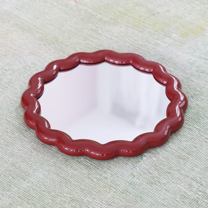 & klevering - Zigzag mirror Ø 40.5 cm, burgundy