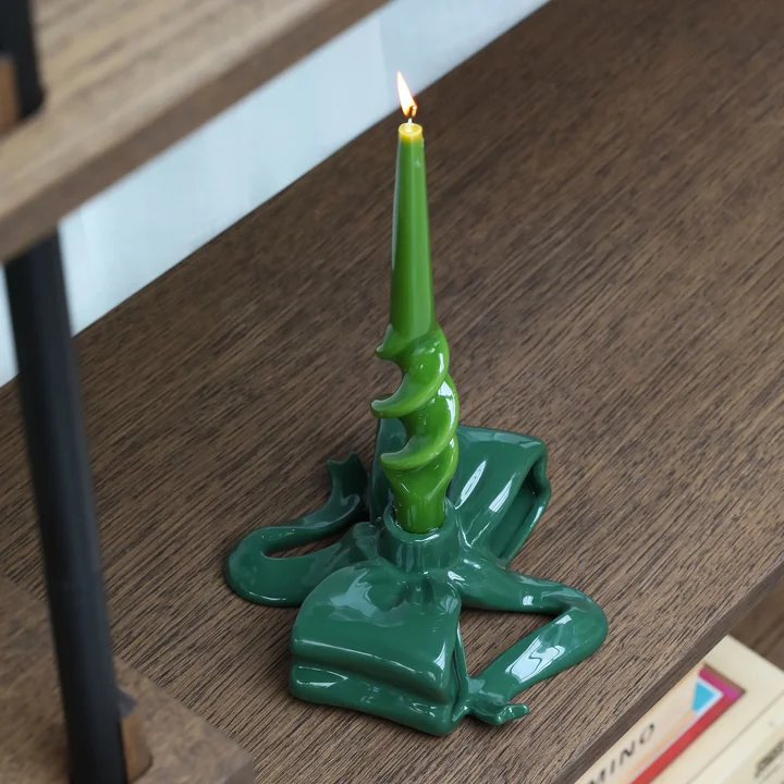 & klevering - Alpha Stick candles, green (set of 3)