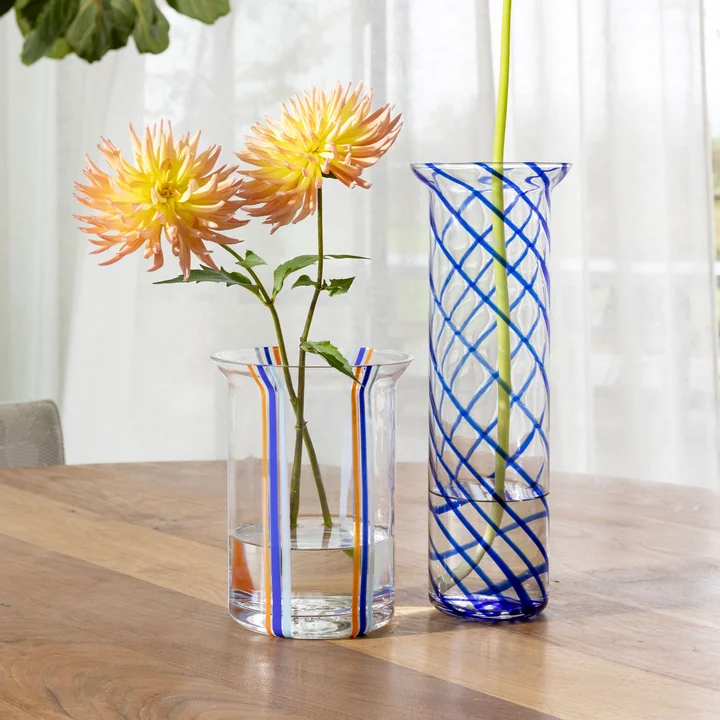 Yogu vase 42 x Ø 11 cm, spiral blue by & klevering
