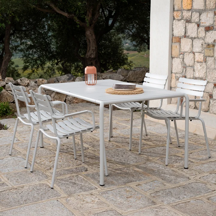 HOUE - Avanti Outdoor dining table, 153 x 98 cm, muted white, Alua Outdoor Dining armchair