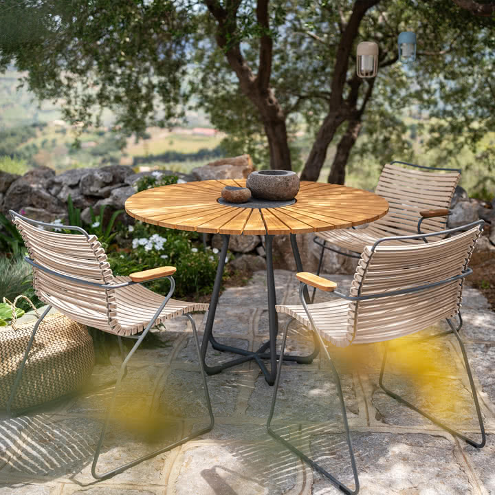 HOUE - CLICK Outdoor Dining armchair with low backrest, beige