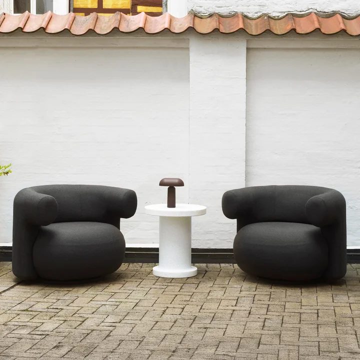 Normann Copenhagen - Burra outdoor lounge chair with reverse swivel function, chestnut (Natté 10102)