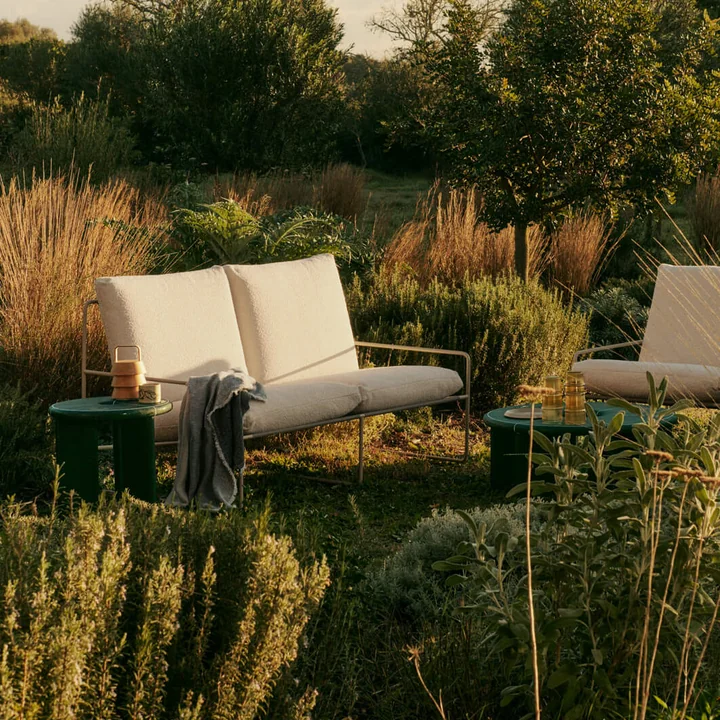 Ferm Living - Desert Outdoor 2-seater sofa, cashmere / off-white (Pure Bouclé)