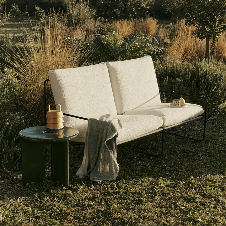 Ferm Living - Desert Outdoor 2-seater sofa, black / off-white (Pure Bouclé)