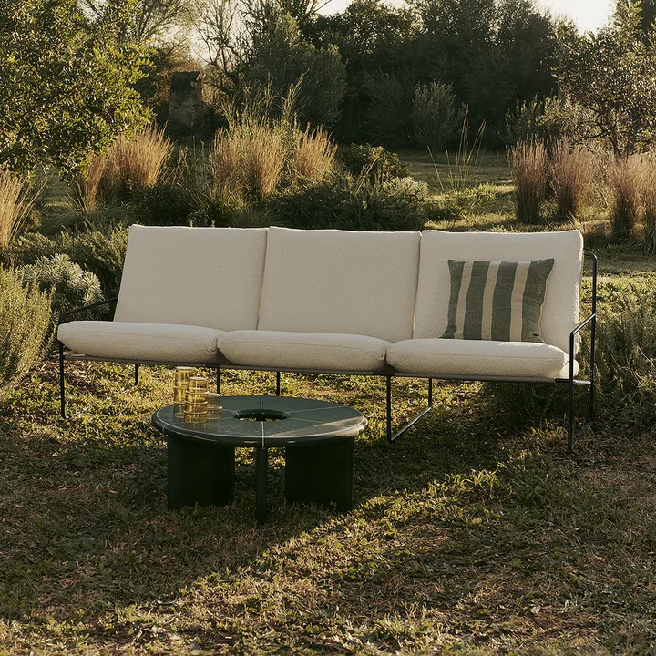 Ferm Living - Desert Outdoor 3-seater sofa, black / off-white (Pure Bouclé)