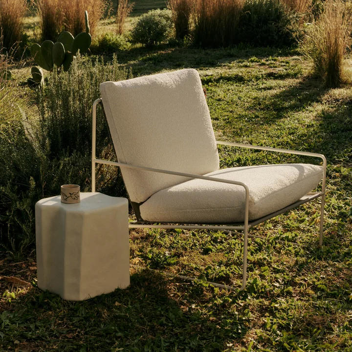 Ferm Living - Desert Outdoor armchair, cashmere / off-white (Pure Bouclé)